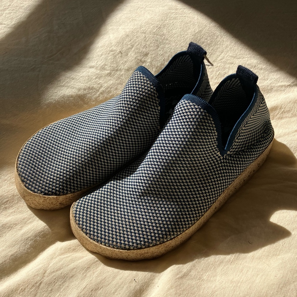 Stylish Navy and White Women's Slip-On Shoes